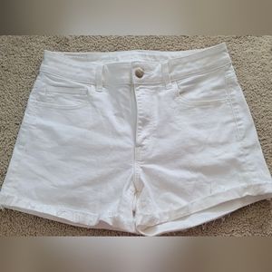 Women's high waisted white denim shorts